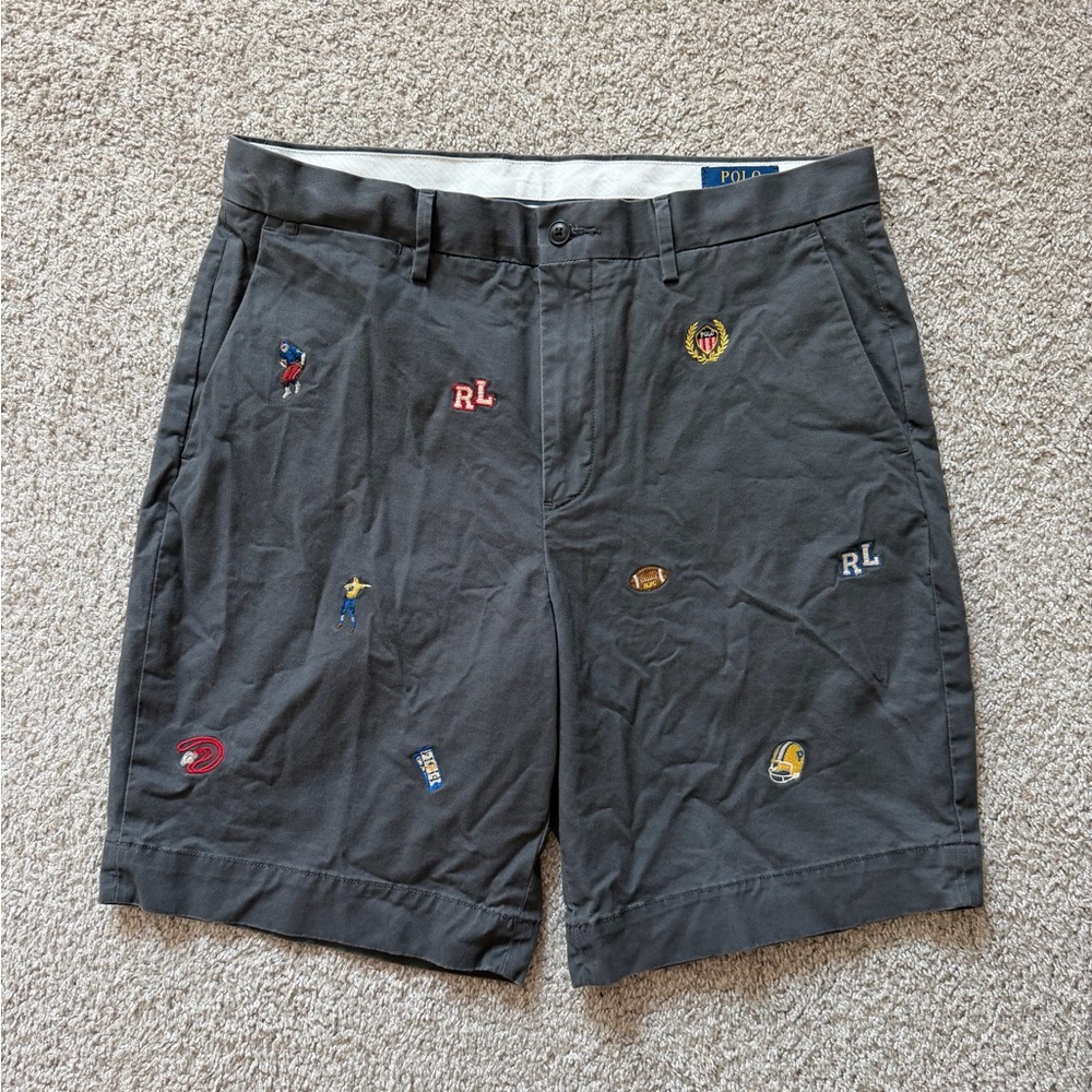 Polo Ralph Lauren Embroidered Shorts Size 33 Classic Fit Gray